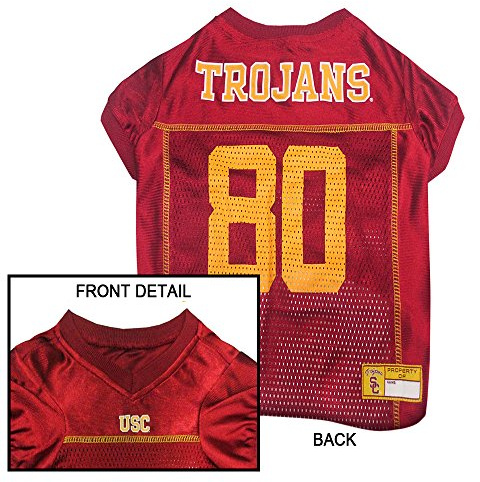 Pets First NCAA College USC Trojans Mesh Jersey for DOGS & CATS, X-Large. Licensed Dog Jersey with your Favorite Football/Basketball College Team
