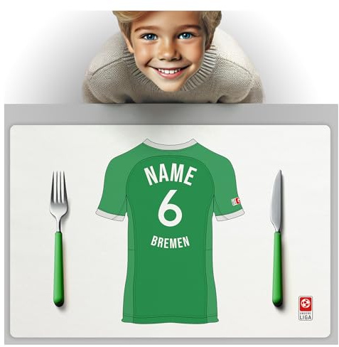 Bremen Fanartikel Tischset PERSONALISIERTES Geschenk, passend für Bremen Fans, Geschenk Jungen, Fussball Männergeschenke Bremen Trikot Geburtstag Weihnachten Platz-Set TS24DEDE