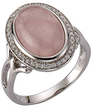 Zeeme Gemstones Damen Ring 925/- Sterling Silber Glänzend Rosenquarz weiß 360271733