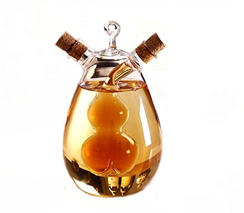 ELETON Gourd Kitchen Supplies Glasflasche für Olivenöl und Balsamico Essig mit Korkverschluss, Glasdose, 2-in-1 Öl- und Essigspender, Menageflasche