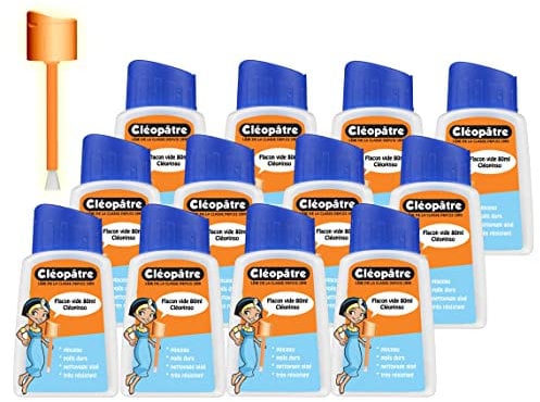COLLES 24887 Lot de 12 Flacons Vide Cléopâtre liquide bouchon pinceau système anti-reversement 80 ml Couleurs Assorties
