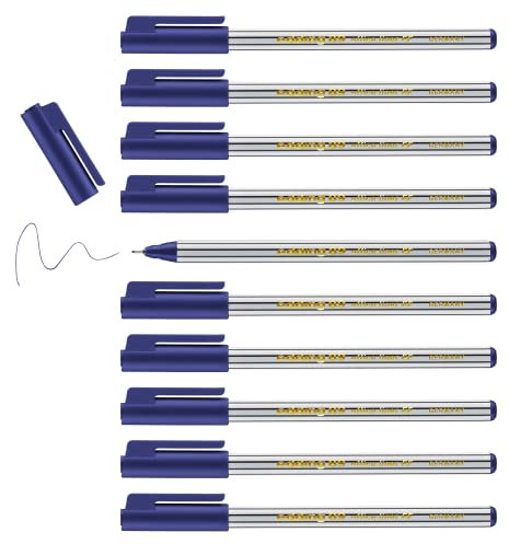 edding 89 - Fineliner - blau - 10 Stifte - extrafeine Rundspitze 0,3 mm - dünner Faserschreiber für feines und präzises Schreiben, Unterstreichen, Zeichnen - für Büro, Schule und Zuhause