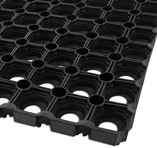 etm Rubber Ring Mat 16mm, Rubber Entrance Mat Door Mat (Pack of 4 Connectors) Drainage Floor Mat, Walkway Runner Indoor Outdoor Dirt Trapper Mat