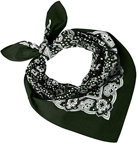 Tobeni 548 Damen Herren Nickituch Kopftuch Bandana Halstuch Baumwolle Unisex Farbe Paisley Grün Grösse 54 cm x 54 cm