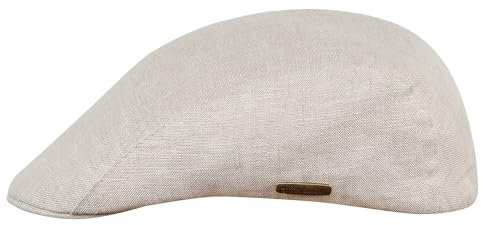 Sterkowski Gecko Schiebermütze Herren Sommer | 100% Leinen Mütze Herren Und Damen | Lässige Herrenmütze Outdoor Hut Herren Hut Herren Retro Schiebermütze 61 cm Beige