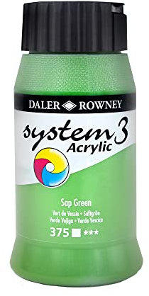 Daler-Rowney System3 Acrylic Paint, Plastic Pot, 16.91oz - 500 ml, Sap Green