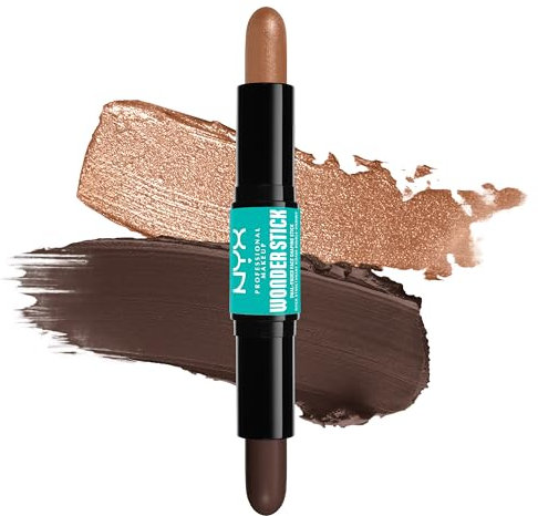 NYX Professional Makeup Highlighter & Konturenstift, Konturenstift mit zwei Enden, Formt und hellt auf, Verblendbar & Vegan, Wonder Stick, Deep