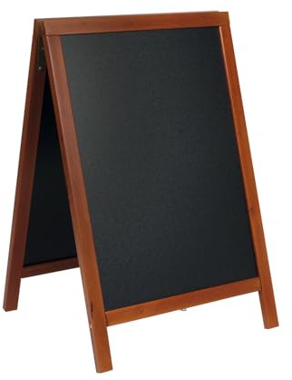 Securit SBD-M-85 Kundenstopper DELUXE, Kreideoberfläche, mahagoni | Für Kreidemarker - Wetterfest - Lackiertes Gummibaumholz
