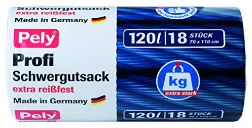 pely 8554 clean Profi-Schwergutsäcke, mit Verschlussband, 120 Liter, 18 Stück, blau