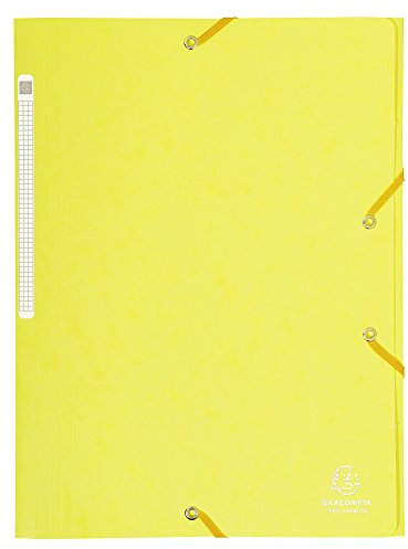 Exacompta 17113H 1 Mappe mit Gummizug Maxi capacity 3 Klappen aus Glanzkarton Maße 24 x 32 cm für Dokumente im Format A4 Farbe Zitronengelb