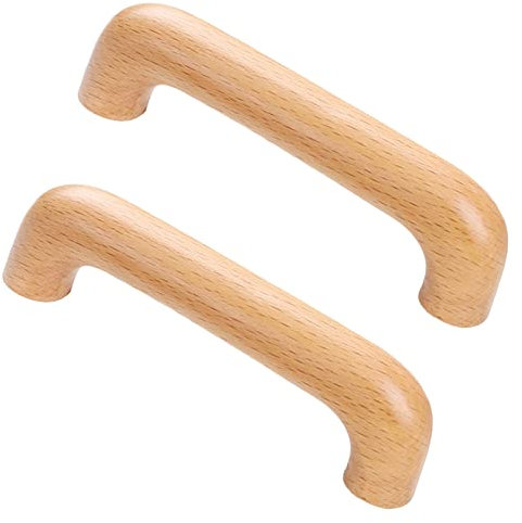 NANNAN0901 2 Stück Stangengriffe Holz Schrankgriffe Massives Holzgriffe Kleiderschrank Kommode Schubladengriffe Schlafzimmer Möbelgriffe Türgriffe Küchenschrank Hardware Griffe