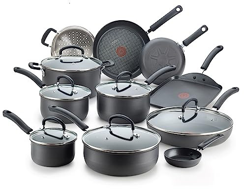 Tefal E765SH Ultimate Hard Anodized 17 Piece Cookware Set, Aluminum, Black