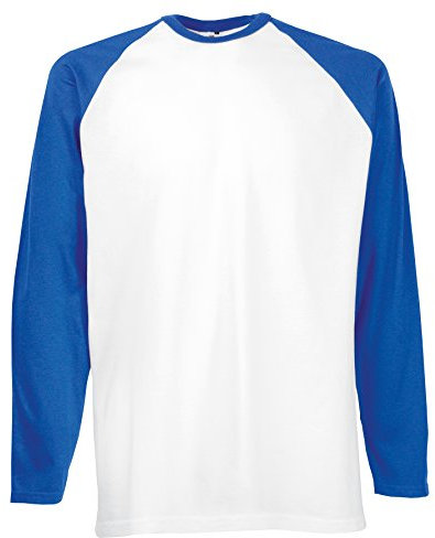 Fruit of the Loom Herren, Regular Fit, T-Shirt, Baseball XL,Weiß / Königsblau