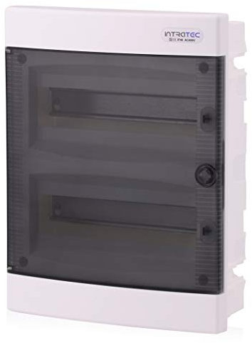 Intratec quadro elettrico incasso, IP40 – Centralino da interno con porta trasparente, per installazione in ambienti asciutti, 2 file, 24 moduli, 357 x 283 x 106 mm