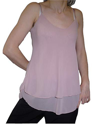 Fantasy Top Elegante Canotta Georgette Sottogiacca Blusa Donna (Rosa)