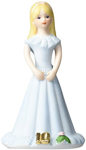 Enesco Growing Up Girls “Blonde Age 10” Porcelain Figurine, 5.5”, Blue,pink