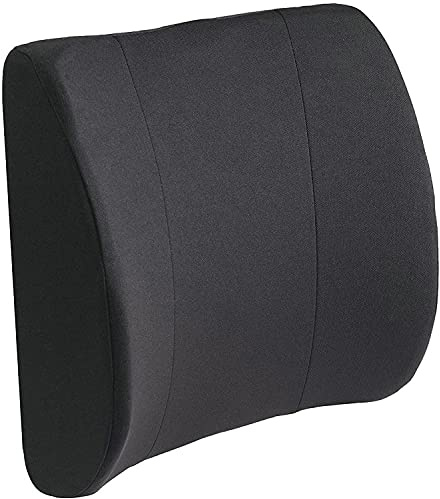 DMI Memory Foam Lumbar Pillow Support Pillow Back Support Chair Cushion with Strap for Better Posture and Easing Back Pain, Black