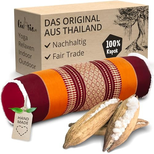 livasia Nackenrolle extralang Nackenstützkissen - Ø 17x56cm - Nackenkissen, Sofakissen Muster, Beinlagerungskissen Kapok, Armlehne Palettenmöbel, Garten und Balkon, handgefertigt (Orange)