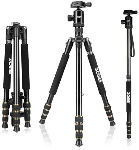ZOMEI DSLR Camera Fluid Head Tripod Monopod with Tripod Ball Head Travel Bag