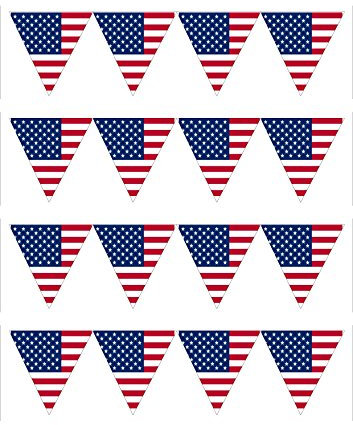 USA American Stars & Stripes Flag Bunting Edible Icing Sheet Cake Toppers Decorations