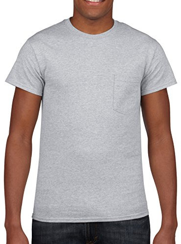 GILDAN Mens 2-Pack Workwear Pocket T-Shirt Short Sleeve T-Shirt - Grey -