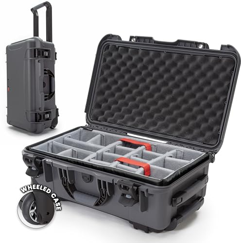 NANUK 935 Hard Case for Camera & Lenses with Padded Divider – Waterproof Equipment Case with Wheels, 22” x 14” x 9” – Dustproof, Impact Resistant, Carry-On Approved for Most Airlines – Graphite