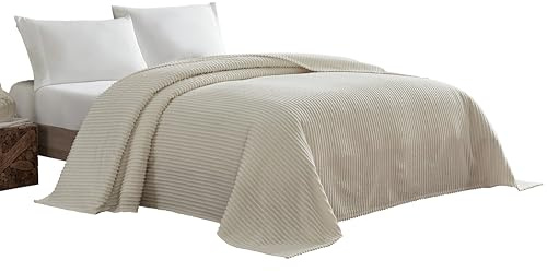 Beatrice Home Fashions Full Channel Chenille Bedspread, Ivory