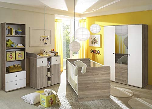 TiCAA Babyzimmer Milu II 4-teilig Sonoma-Weiß