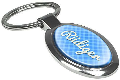 printplanet Schlüsselanhänger mit Namen Rüdiger - Motiv Karomuster - Namensschlüsselanhänger, personalisierter Anhänger, Talisman, Anhänger, Chrom