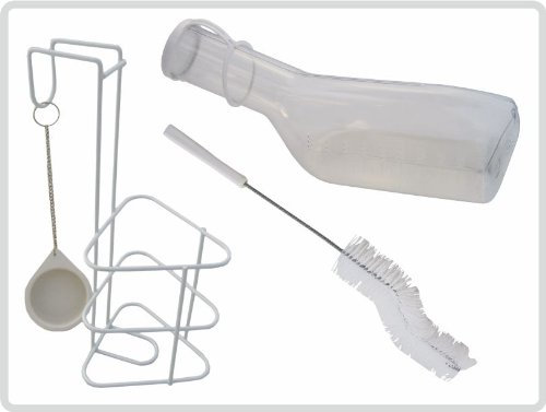 Urinflaschen-Set, Urinflasche mit Bürste und Halterung, glasklar