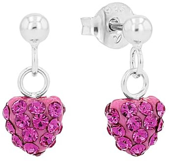 Amor Kinder-Ohrhänger Mädchen Herzen 925 Silber rhodiniert Kristall pink - 442602