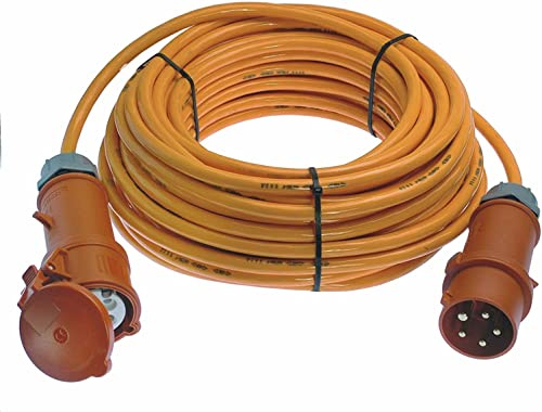 as - Schwabe Starkstrom Verlängerungskabel 25 m H07BQ-F 5G2,5 – 400V, 16A | 6h, ca. 11kW – Für Baustelle, Garten – 5-polige, robuste CEE Verlängerung für Außenbereich – IP44 – Made in Germany, 59625