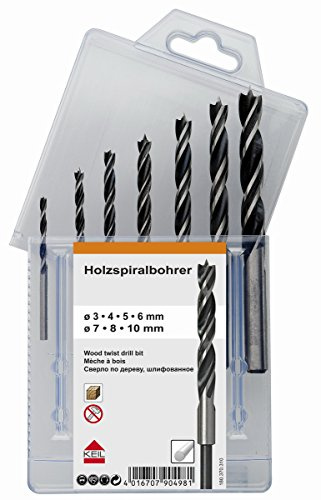 KEIL 180 370 310 Holzspiralbohrersortiment 7-teilig, Ø 3,0 / 4,0 / 5,0 / 6,0 / 7,0 / 8,0 / 10,0 mm, in MultiPack