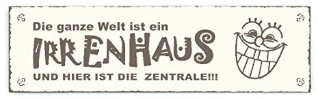 SCHILD Türschild « Die ganze Welt ist ein IRRENHAUS » Shabby Vintage Holzschild Dekoschild Dekoration home accessoires Büro