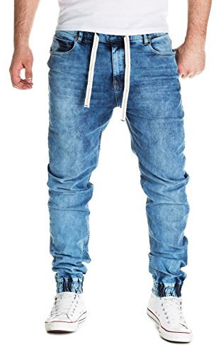 Yazubi Ash - Herren Sweathose in Jeansoptik - Jogginghose für Männer, Blau (Denim Light Blue 20035), W28/L34