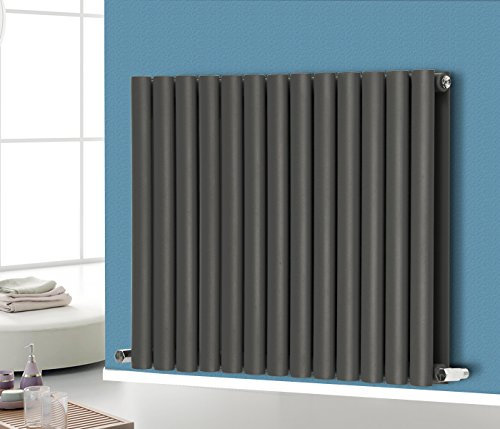 NRG Horizontal 600x767 Oval Column Designer Radiator Central Heating Double Panel Anthracite