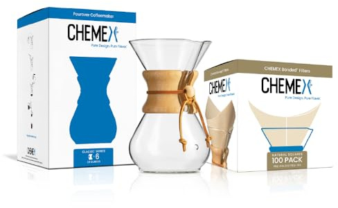 CHEMEX Bundle - 6-Cup Classic Series - 100 ct Square Filters - Exclusive Packaging