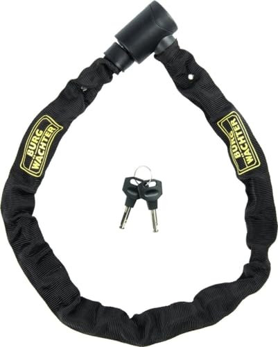 Burg Wächter Vierkantkette, Fahrradschloss mit Schlüssel, Kette für Fahrrad, Motorrad, E-Scooter, Gartenmöbel, 580 90 Black, Schwarz, 90 cm, 39020
