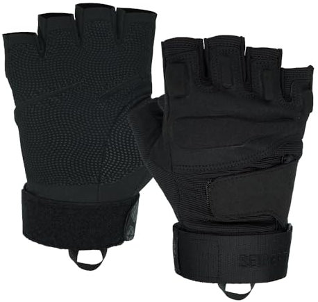 Seibertron® Damen Herren S.O.L.A.G Handschuhe taktisch 1/2 Finger Militär Kampf Armee Fingerless halbe Finger für Airsoft Militär Paintball Schießen Und Other Outdoor Activities Handschuhe L