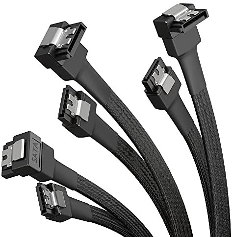KabelDirekt – 3 cavi SATA-3 6 Gb/s – 60 cm, a 90° (cavo dati, 6 Gbit/s, SATA-III/Serial-ATA, connettore a L, Set di 3 cavi, collega dischi fissi/SSD/unità alla scheda madre, nero)