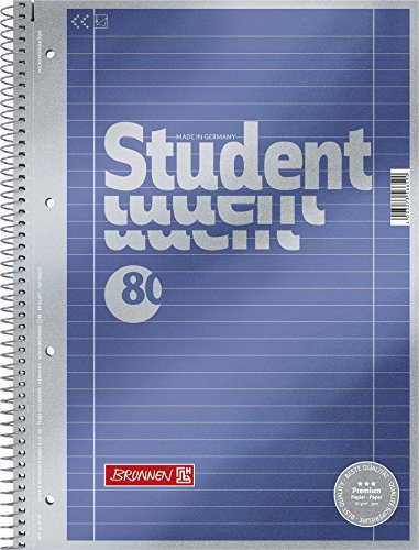 BRUNNEN Collegeblock Premium Student | A4, Lineatur 27, 80 Blatt, blau