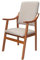 Sueña y Descansa Sillón Alto con reposabrazos de Madera de Haya Color Cerezo tapizado en Beis