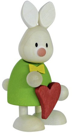 Hobler Osterhase / Kaninchen Max stehend mit Herz