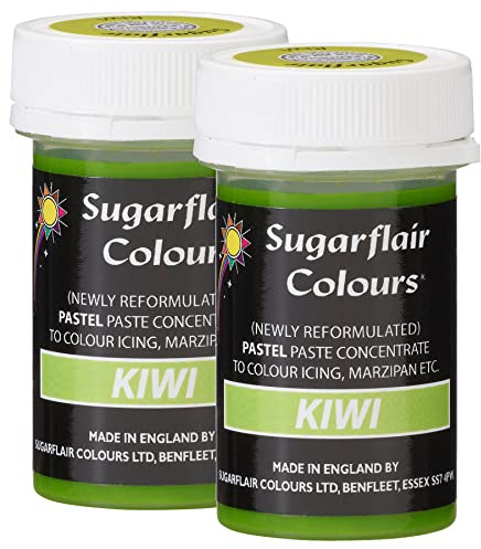 Sugarflair Kiwi Pastel Food Colouring Paste, Highly Concentrated for Use with Sugar Pastes, Buttercream, Royal Icing or Cake Mix, Subtle Colour Dye - 25g (Pack of 2)