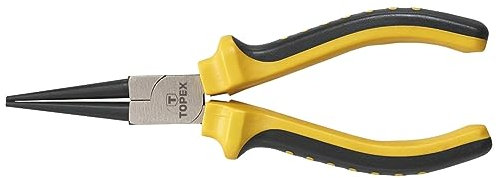 TOPEX Runde Nase Zange 160 mm | Ergonomischer, Rutschfester Griff, Gehärtete Backen, Zange Haushalt, Werkstatt, für Heimwerker und Profis | gelb, schwarz