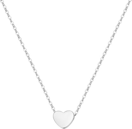 Happiness Boutique Damen Kette mit Herz Anhänger in Silberfarbe | Filigrane Kette mit Anhänger Minimalist Titanschmuck