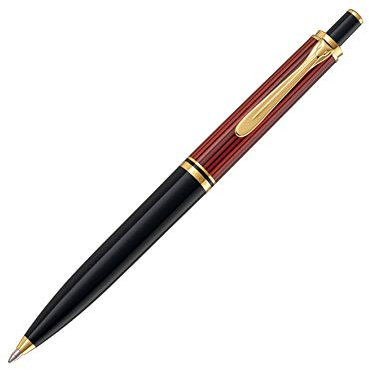 Pelikan Souverän K400 Druckkugelschreiber, Schwarz-Rot, 24-Karat vergoldete Zierelemente, Geschenk-Etui