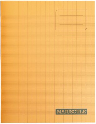 Majuscule - cahier - bloc-notes grand carreaux 17x22 cm - 48 pages - 90 g/m² - couverture polypropylène orange