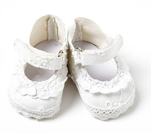 FRILLY LILY Broderie Anglaise Dolls Shoes medium size 7.2x 3.3 cm TO FIT DOLLS SUCH AS OUR GENERATION,AMERICAN GIRL DOLL, DESIGNAFRIEND AND MOST OTHER 18 INCH PLAYDOLLS