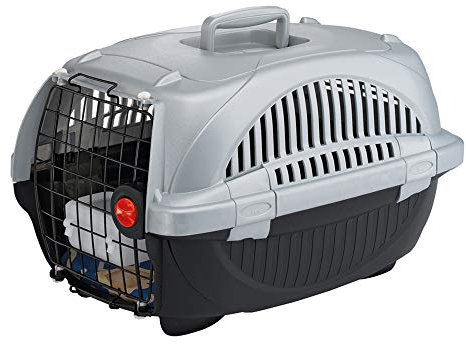Ferplast Panier de Transport Chat Chien, Caisse de Transport Chat et Chiens jusqu'à 5 Kg, Porte en Fer Plastifié, 34 x 50,7 x h 30 Cm Noir